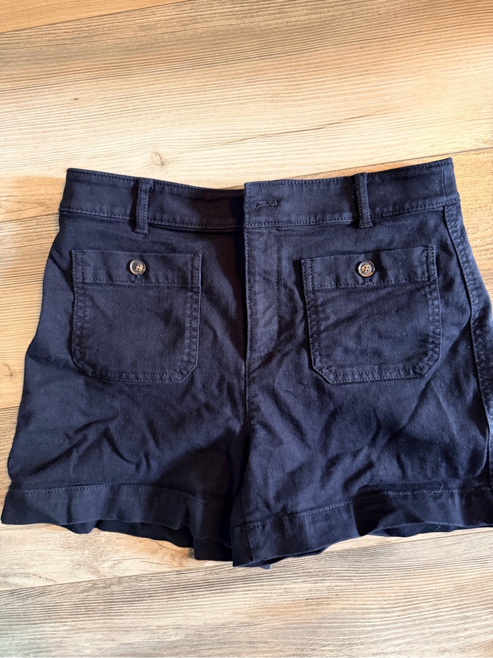 LOFT Black Women's Bermuda Shorts with Button Patch Pockets